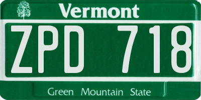 VT license plate ZPD718