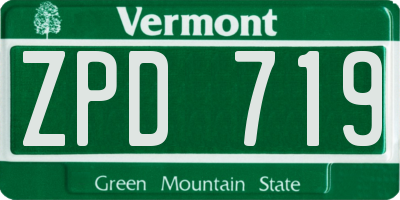 VT license plate ZPD719