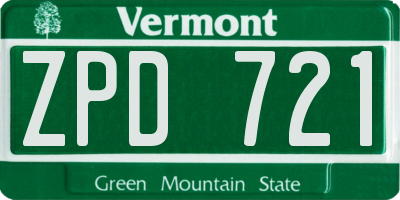 VT license plate ZPD721