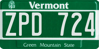 VT license plate ZPD724