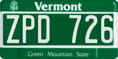 VT license plate ZPD726