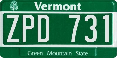 VT license plate ZPD731