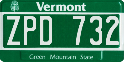 VT license plate ZPD732