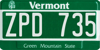 VT license plate ZPD735