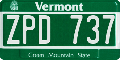 VT license plate ZPD737