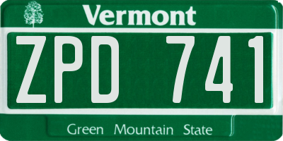 VT license plate ZPD741