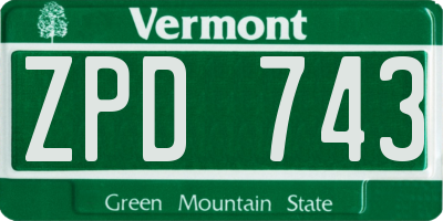 VT license plate ZPD743