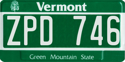 VT license plate ZPD746