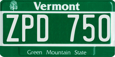 VT license plate ZPD750