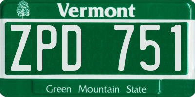 VT license plate ZPD751