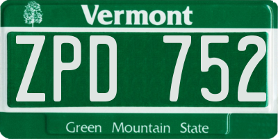 VT license plate ZPD752