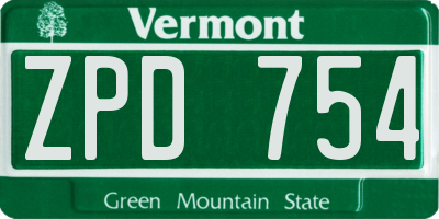 VT license plate ZPD754