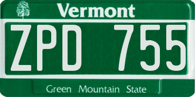 VT license plate ZPD755