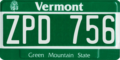 VT license plate ZPD756