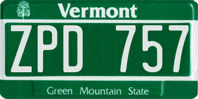 VT license plate ZPD757