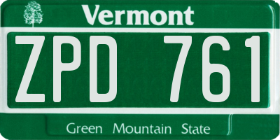 VT license plate ZPD761