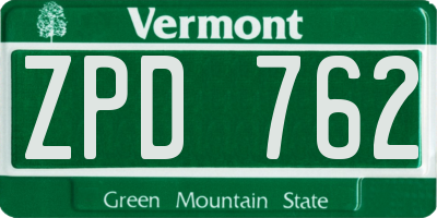 VT license plate ZPD762