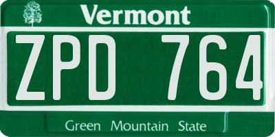 VT license plate ZPD764