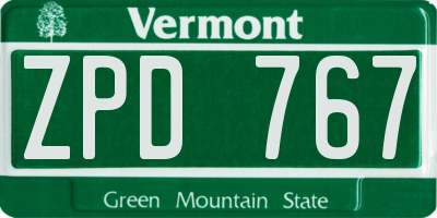 VT license plate ZPD767