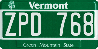 VT license plate ZPD768