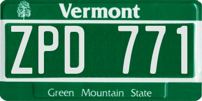 VT license plate ZPD771