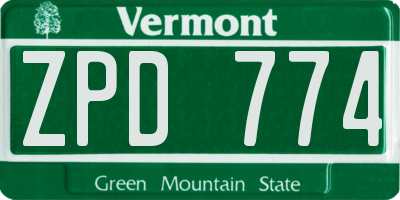 VT license plate ZPD774