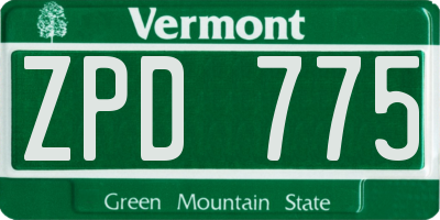 VT license plate ZPD775