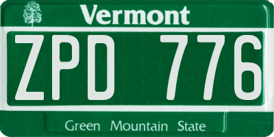 VT license plate ZPD776