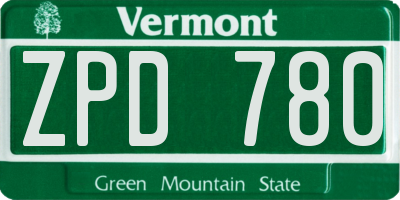 VT license plate ZPD780