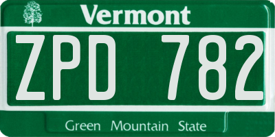 VT license plate ZPD782
