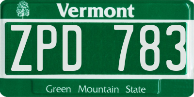 VT license plate ZPD783