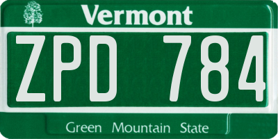 VT license plate ZPD784