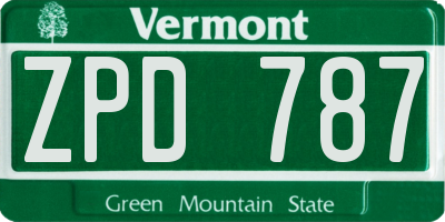 VT license plate ZPD787