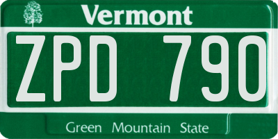 VT license plate ZPD790