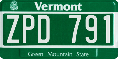 VT license plate ZPD791