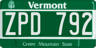 VT license plate ZPD792