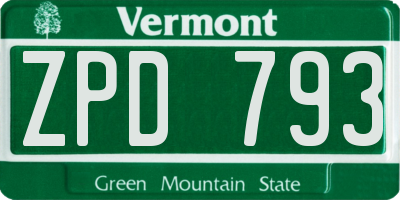 VT license plate ZPD793