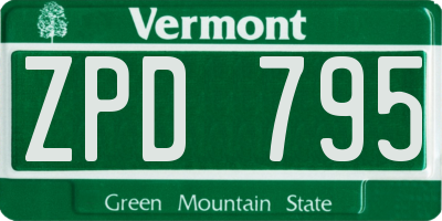 VT license plate ZPD795