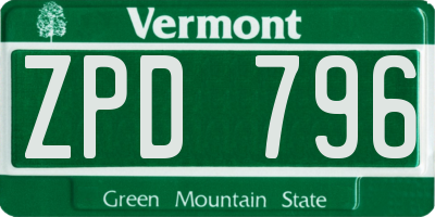VT license plate ZPD796