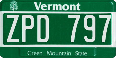 VT license plate ZPD797