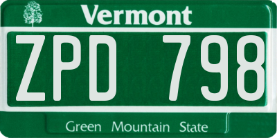 VT license plate ZPD798