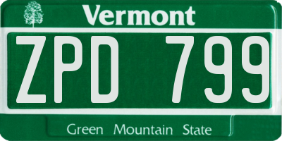 VT license plate ZPD799