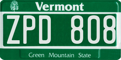 VT license plate ZPD808