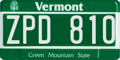 VT license plate ZPD810