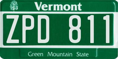 VT license plate ZPD811