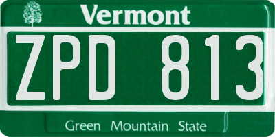 VT license plate ZPD813