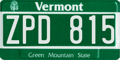 VT license plate ZPD815