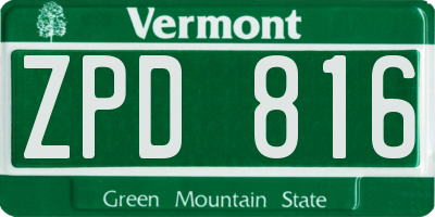 VT license plate ZPD816