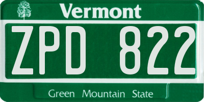VT license plate ZPD822