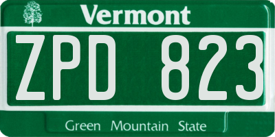 VT license plate ZPD823